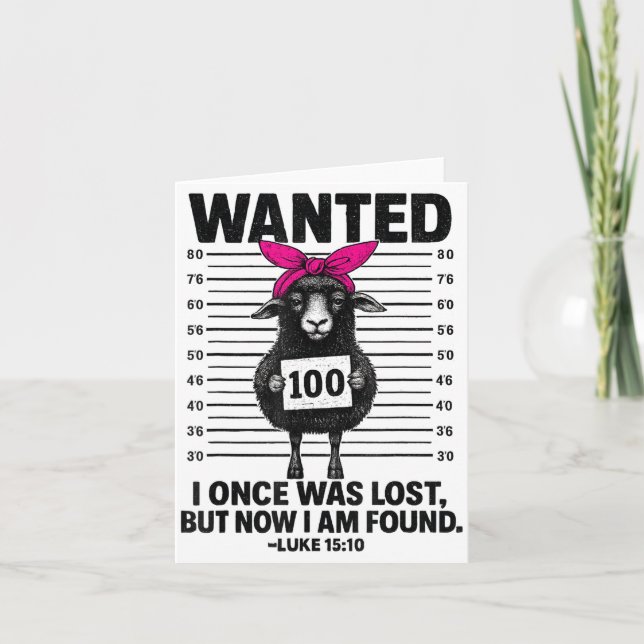 Tarjeta Wanted I Once Was Lost Funny Sheep Quotes Jesus Ch (Anverso)