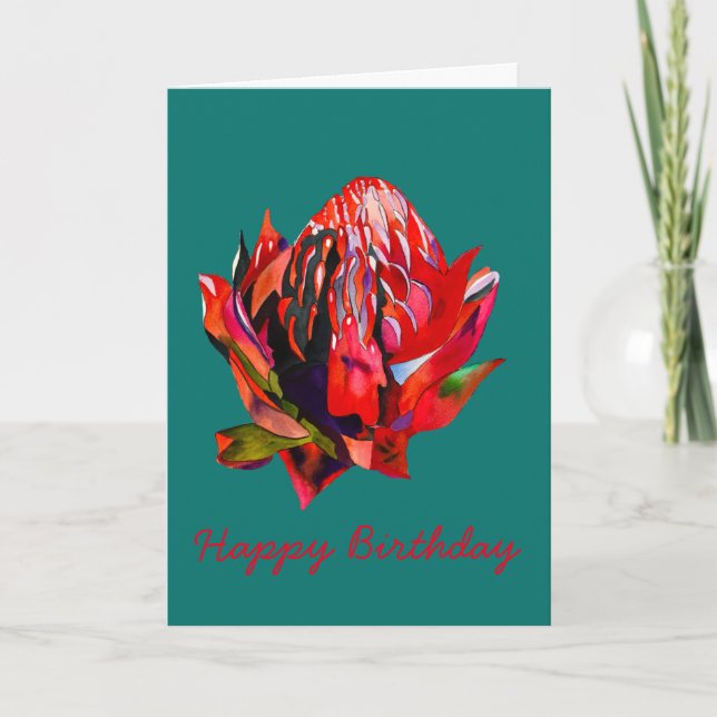 Tarjeta Waratah Flor acuática australiana (Anverso)