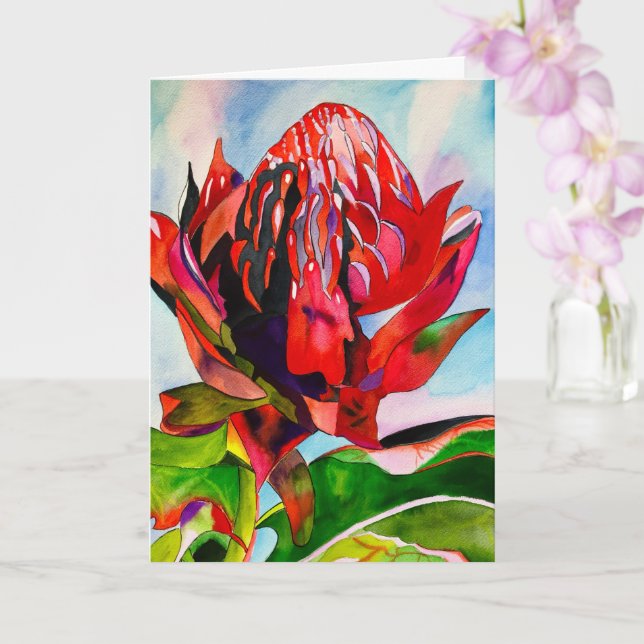Tarjeta Waratah Flor acuática australiana (Orquídea)