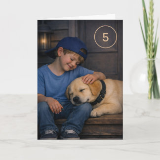 Tarjeta Warm Moments Boy and Dog Birthday Card