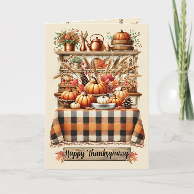 Tarjeta Warm Red and Orange Farmhouse Thanksgiving (Anverso)