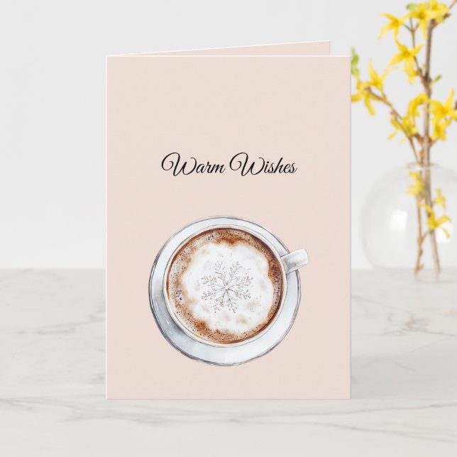 Tarjeta Warm Wishes Cocoa Snowflake Christmas (flor amarilla)