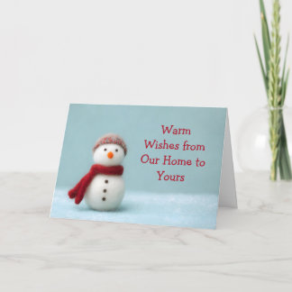 Tarjeta 🎄 Warm Wishes Felt Snowman Holiday Card ❄️