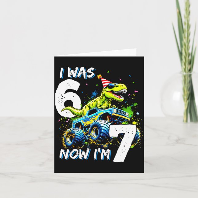 Tarjeta Was 6 Now I'm 7 Year Old Birthday 67 Monster Truck (Anverso)