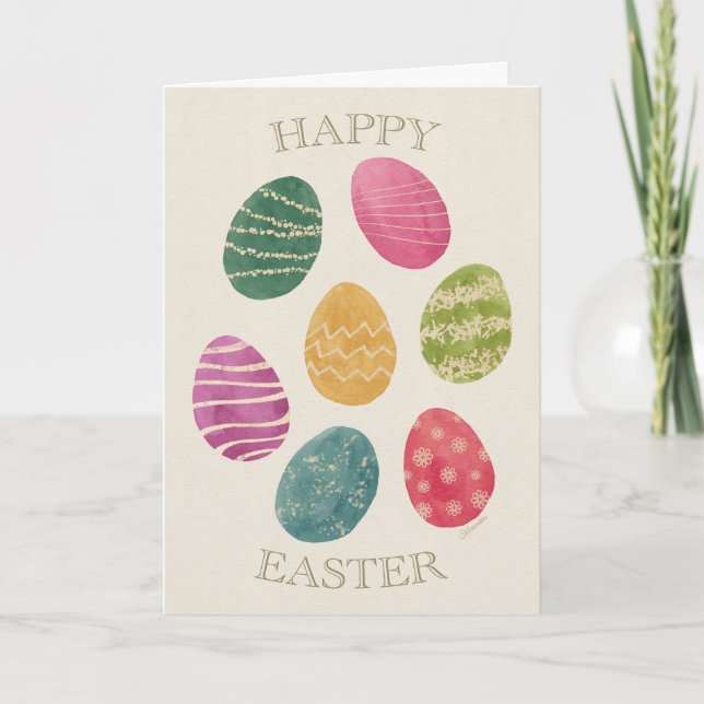 Tarjeta Watercolor Abstract Easter Egg Greeting Card (Anverso)