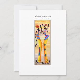 Tarjeta Watercolor African Art Celebration Dance Birthday