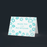 Tarjeta Watercolor Aqua Stars MAZEL TOV Bar Bat Mitzvah<br><div class="desc">¡Perfecta tarjeta MAZEL TOV para enviar a un murciélago mitzvah, bar mitzvah u otra celebración judía! Hand hizo arte acuarela por ti en el frente y en el interior en blanco! ¡TODO PERSONALIZABLE! Haga clic en "Personalizar" para editar el texto. Haga clic en "editar usando la herramienta de diseño" para...</div>