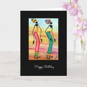 Tarjeta Watercolor Arte Africano Marcha Inspiradora Cumple