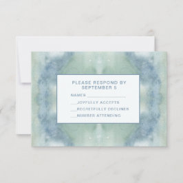 Tarjeta Watercolor Azul RSVP Boho Hippie