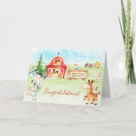 Tarjeta Watercolor Barnyard y animales de granja. Gracias