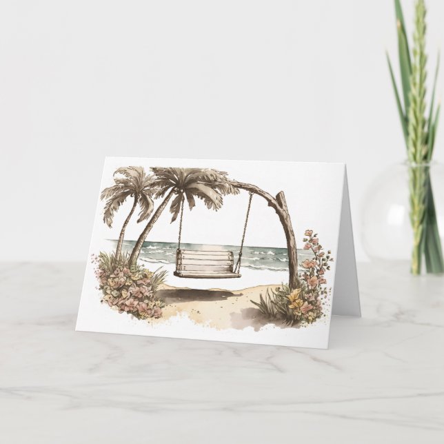 Tarjeta Watercolor Beach Swing and (Anverso)