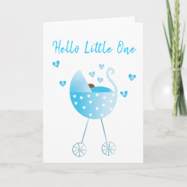 Tarjeta Watercolor Bebé Carriage Felicitaciones Azul