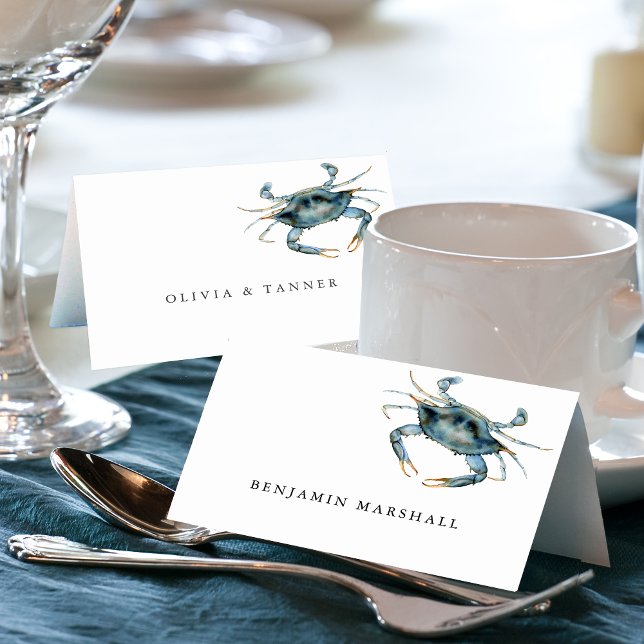 Tarjeta Watercolor Blue Crab Seafood Place (Subido por el creador)