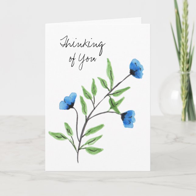 Tarjeta Watercolor Blue Floral Thing (Anverso)