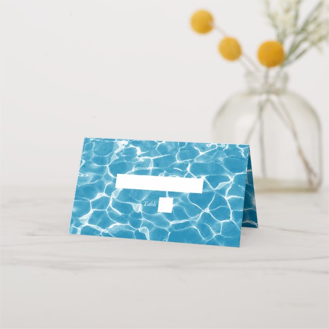 Tarjeta Watercolor Blue Ocean Beach Wedding Place (Anverso)