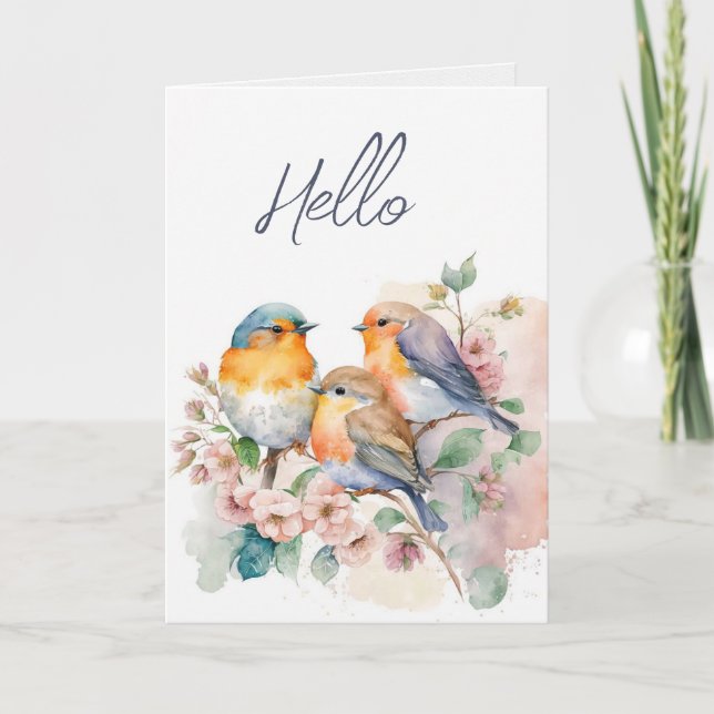 Tarjeta Watercolor Bluebirds Notecard (Anverso)