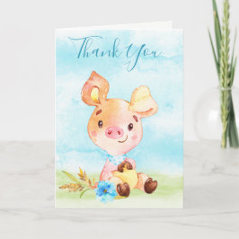Tarjeta Watercolor Boy Bunny Farm Gracias