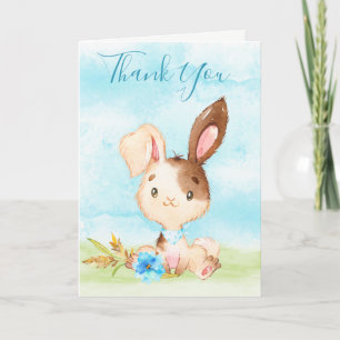 Tarjeta Watercolor Boy Bunny Farm Gracias