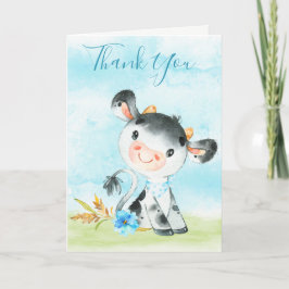Tarjeta Watercolor Boy Cow Farm Gracias