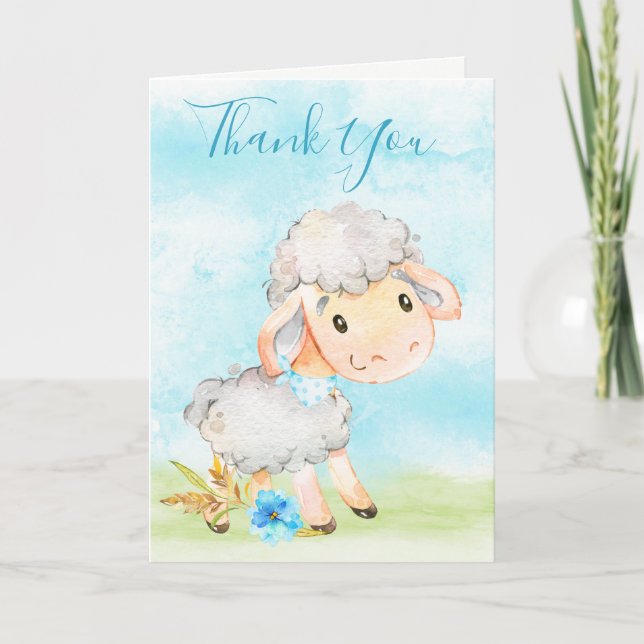 Tarjeta Watercolor Boy Sheep Farm (Anverso)