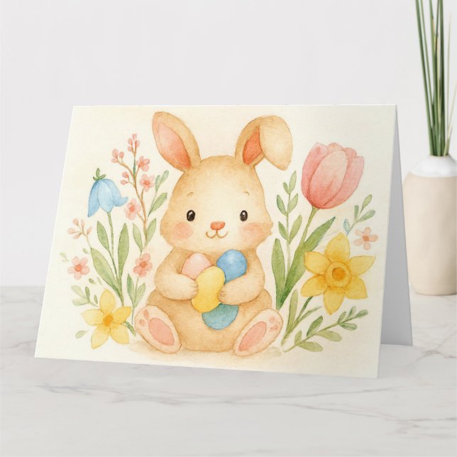 Tarjeta Watercolor Bunny Easter (Anverso)