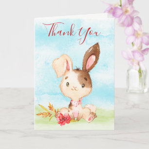 Tarjeta Watercolor Bunny Farm Gracias
