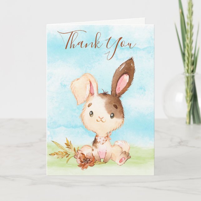 Tarjeta Watercolor Bunny Farm Gracias (Anverso)