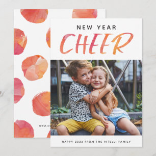 Tarjeta Watercolor Cheer Foto de Año Nuevo   Sunsh