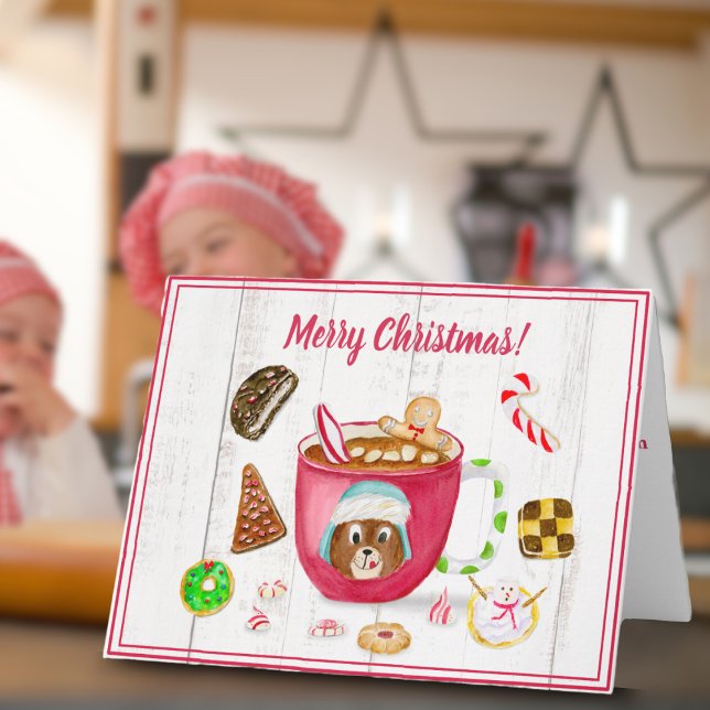 Tarjeta Watercolor Chocolate Gingerbread Cookies Holiday (A sweet holiday card that will bring joy to all!)