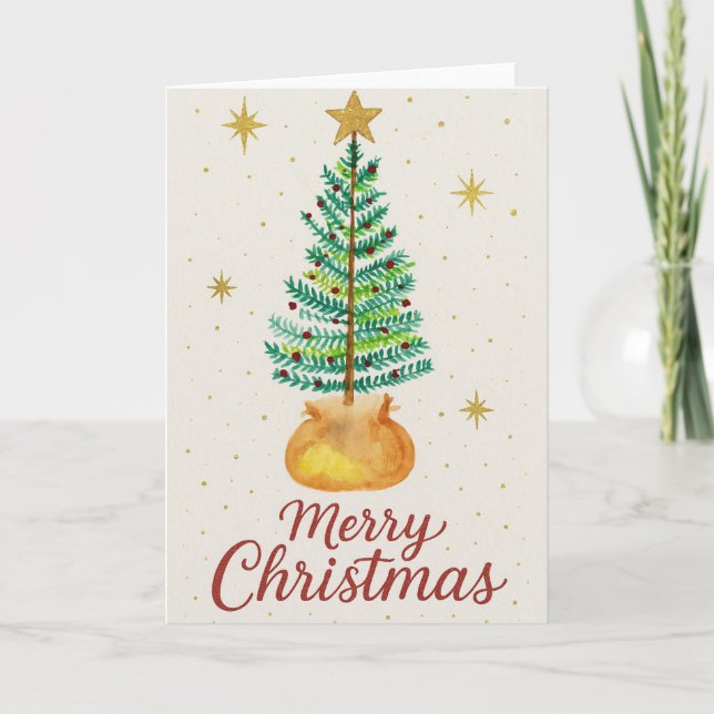 Tarjeta Watercolor Christmas Tree (Anverso)