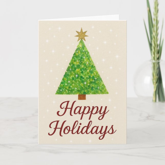 Tarjeta Watercolor Christmas Tree (Anverso)
