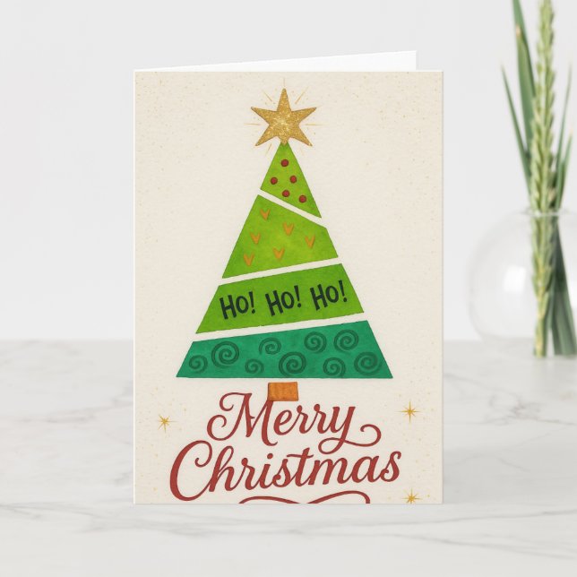 Tarjeta Watercolor Christmas Tree Card – Modern Holiday  (Anverso)