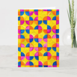 Tarjeta Watercolor Circles Joyeux Anniversaire Bday Card