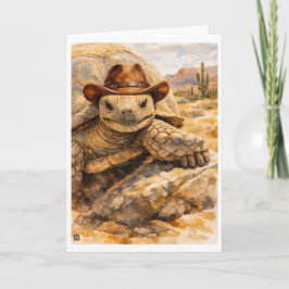 Tarjeta Watercolor Cowboy Turtle in the desert