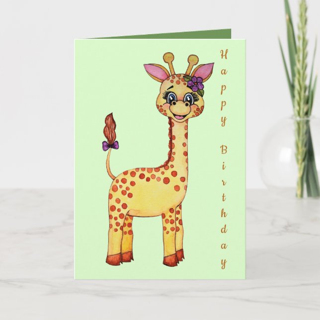 Tarjeta Watercolor Cute Baby Giraffe (Anverso)