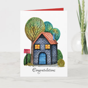 Tarjeta Watercolor Cute Hogar Sweet Home Art
