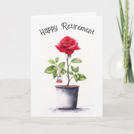 Tarjeta Watercolor de Jubilación Rosa Rojo