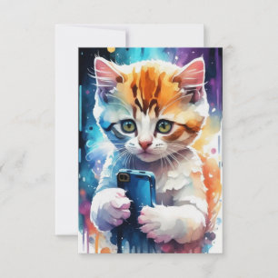 Tarjeta Watercolor Dreamy Super Cute Kitten