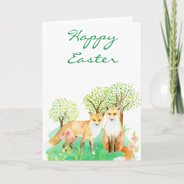 Tarjeta Watercolor Easter fox (Anverso)