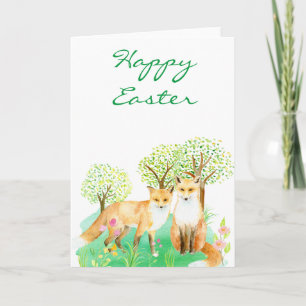 Tarjeta Watercolor Easter fox