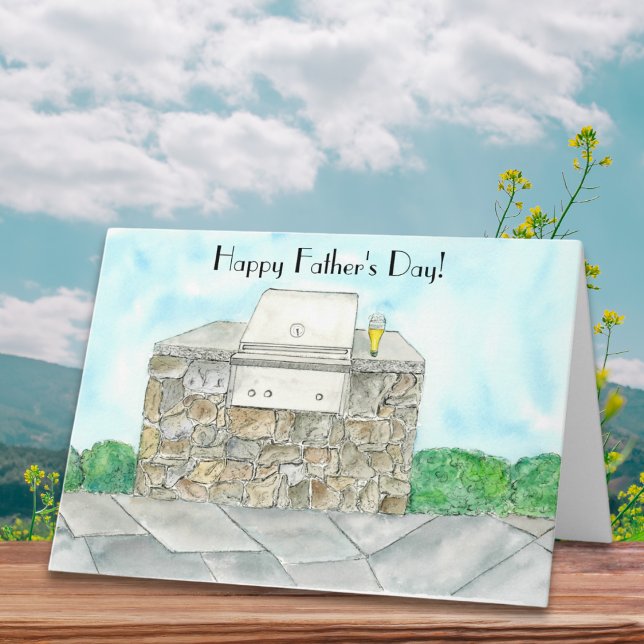Tarjeta Watercolor Feliz Día del Padre Bar-B-Q (Subido por el creador)