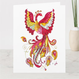Tarjeta Watercolor Firebird o Phoenix Fantasy Creature