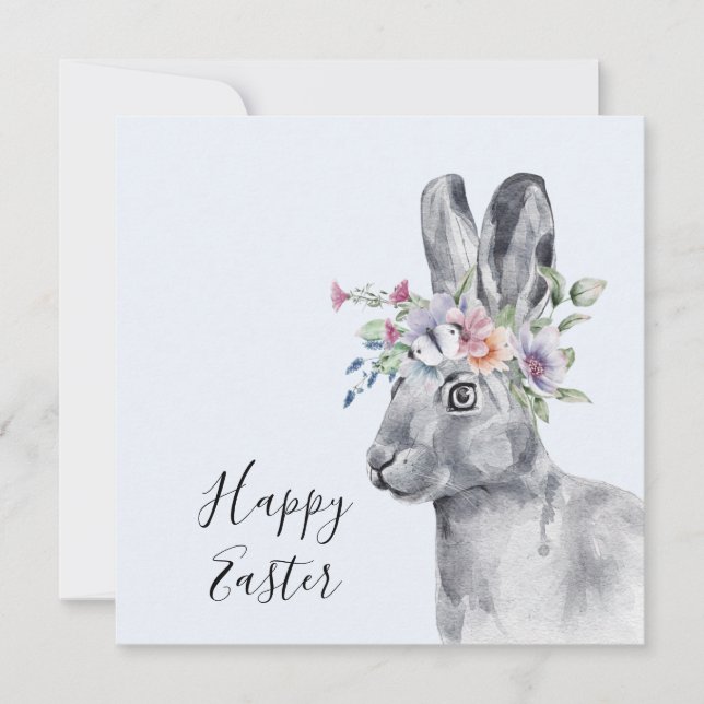 Tarjeta Watercolor Flor Crown Bungalow Easter (Anverso)