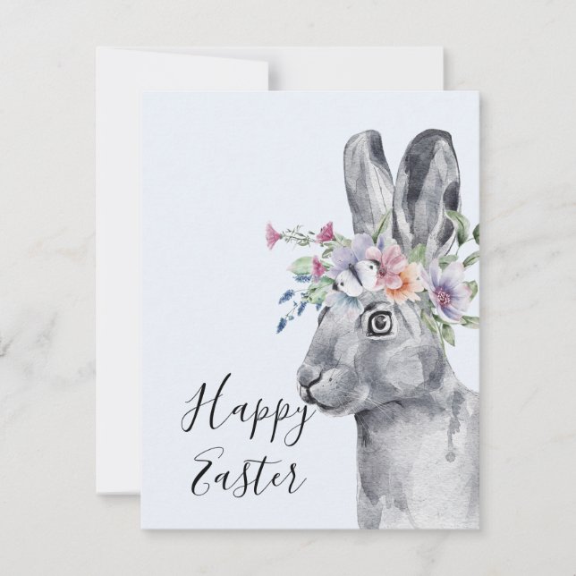 Tarjeta Watercolor Flor Crown Bungalow Easter (Anverso)