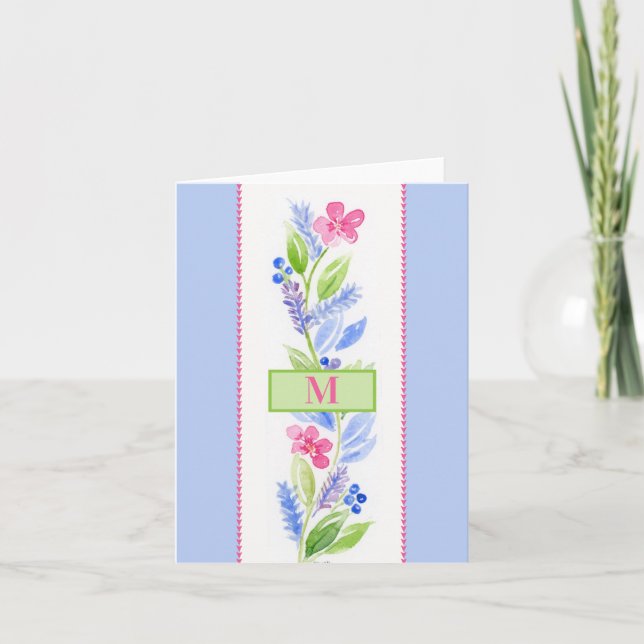 Tarjeta Watercolor Floral Pastels NAME INITIAL (Anverso)