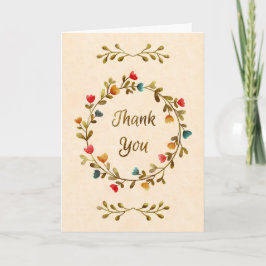 Tarjeta Watercolor Floral Wreath Thank You