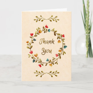 Tarjeta Watercolor Floral Wreath Thank You