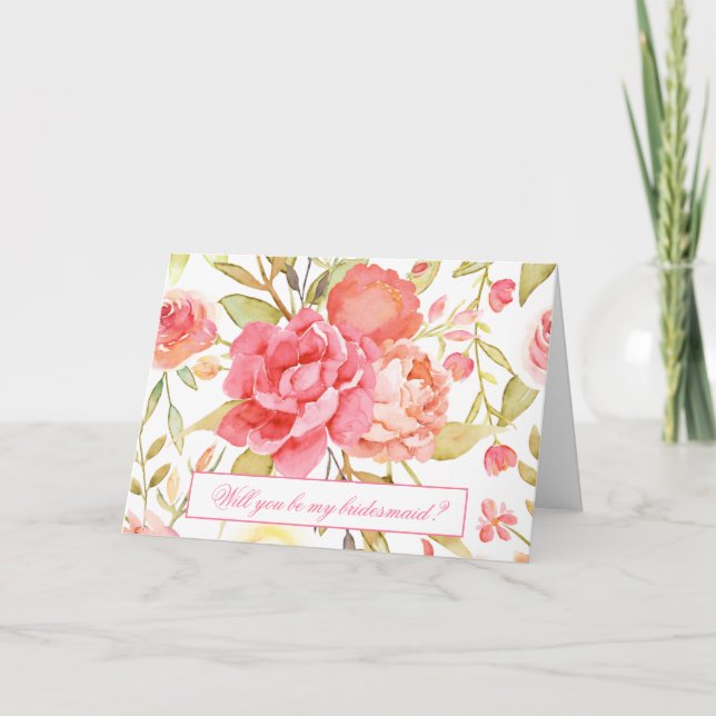 Tarjeta Watercolor Garden Wedding Serás Mi Novia (Anverso)