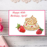 Tarjeta Watercolor Happy 40th Birthday Strawberry Card<br><div class="desc">Acuarela Feliz cumpleaños dulce dulce de fresa. Una tarjeta de cumpleaños perfecta para personalizar la edad y el nombre con un clic de un botón.</div>