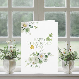 Tarjeta Watercolor Happy St. Patrick's Day Shamrock Floral
